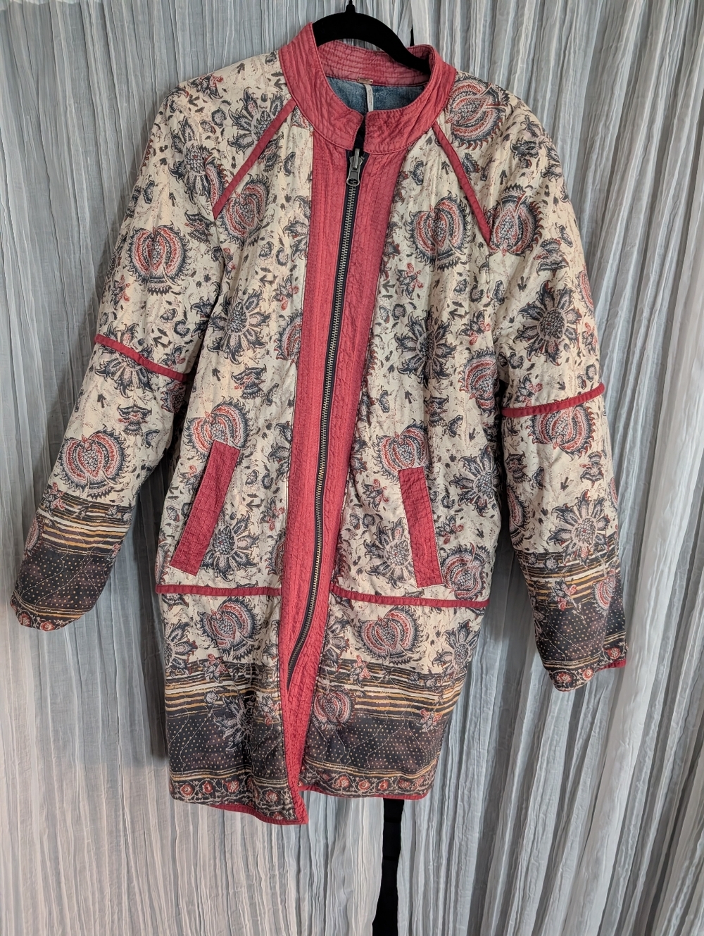 Free People Long Quilted Jacket Large
